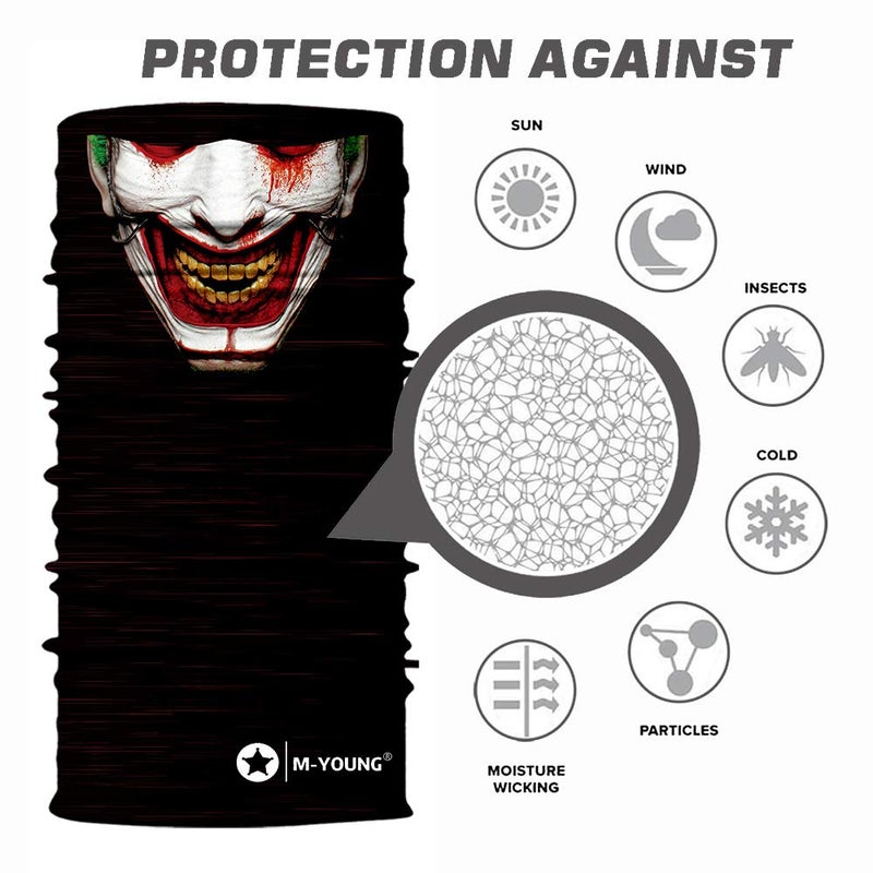 M-YOUNG Skull Face Mask Bandanas, Neck Gaiter, Headwear, Magic Scarf, Headband for dust sun wind - Image 2